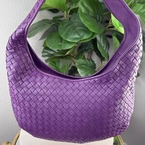 A74💎✨Authentic BOTTEGA VENETA Shoulder Bag Intrecciato Leather Purple